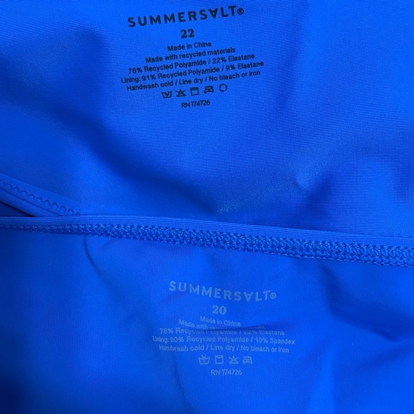 Summersalt The Ruched Sidestroke Bikini Set Top High Rise Bottom Blue Size 20/22 - Picture 7 of 8